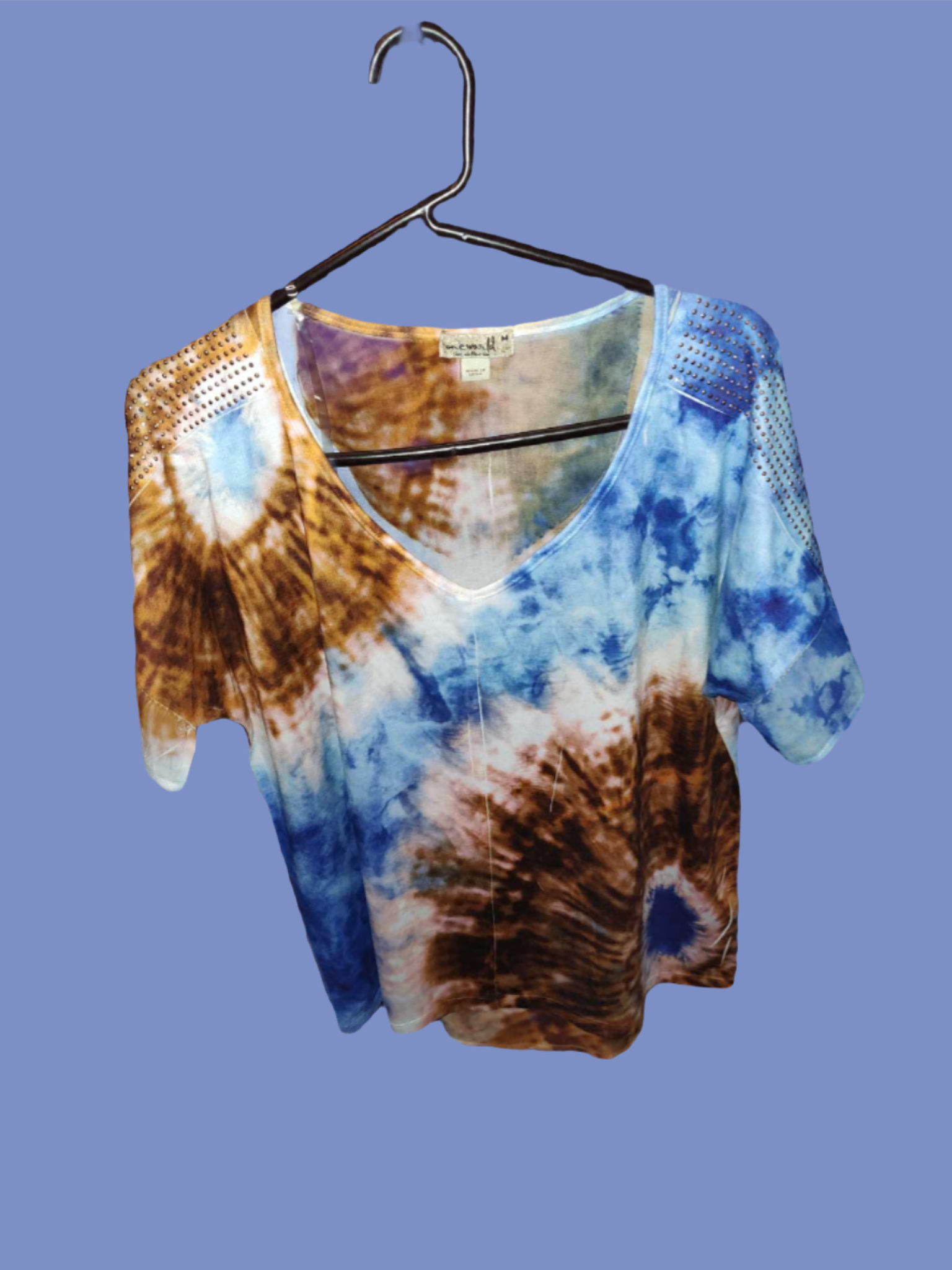 Tie Dye Blue and Brown Blouse - preowned