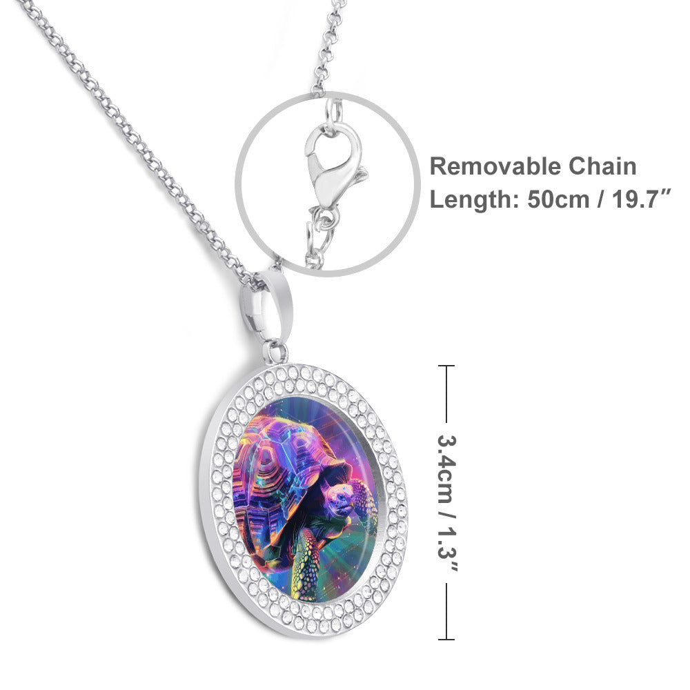 Printed Design Multicolored Diamond Pendant & Necklace