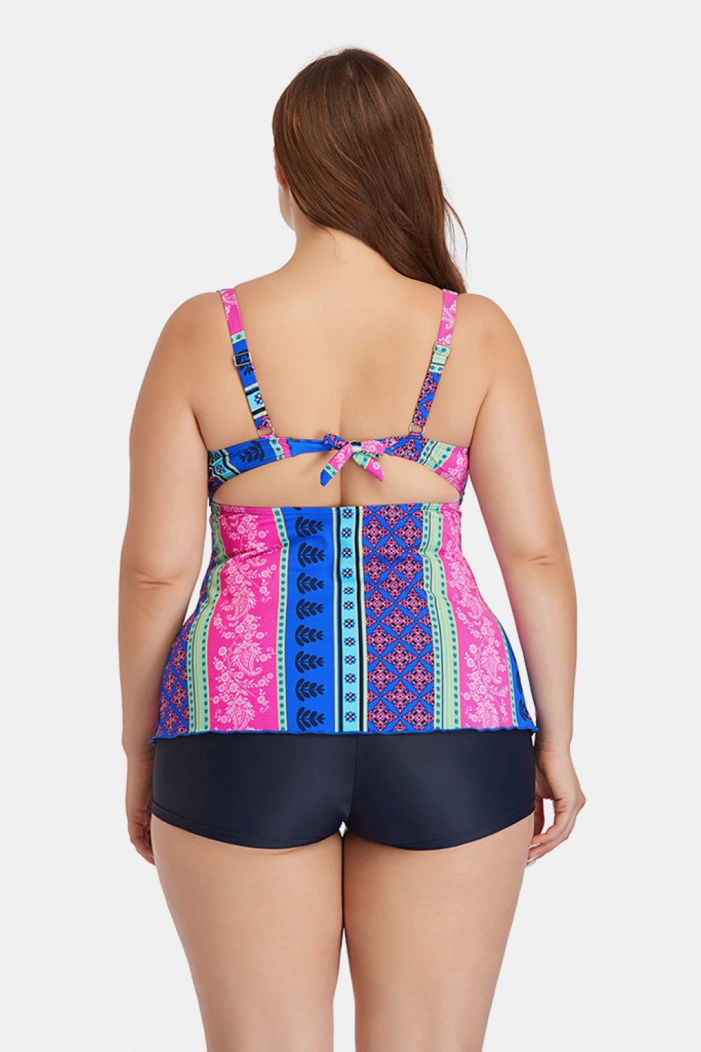 Crisscross Cutout Printed Plus Size Two-Piece Swimsuit