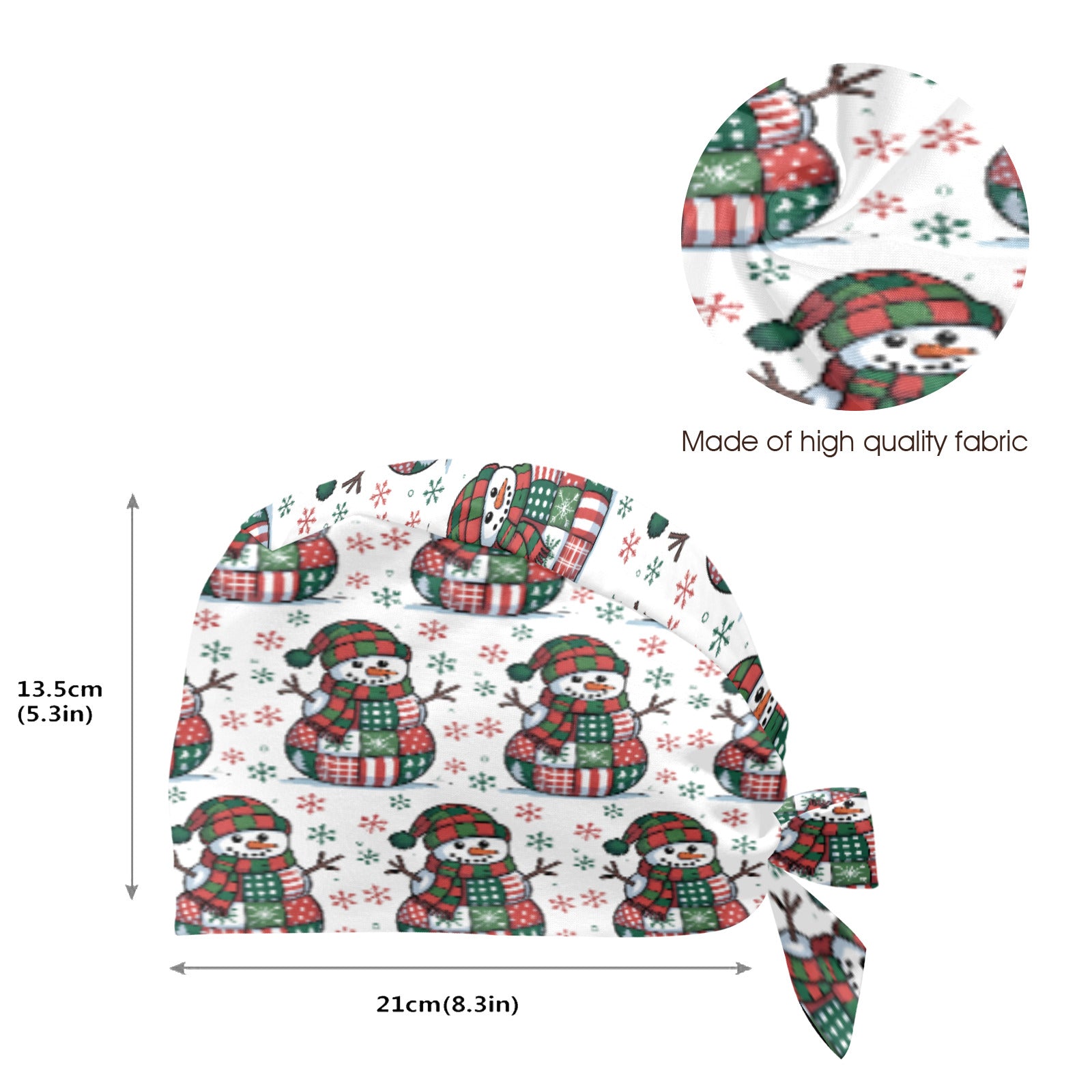 Happy Patchwork Snowman Medical Scrub Cap (Made in USA)