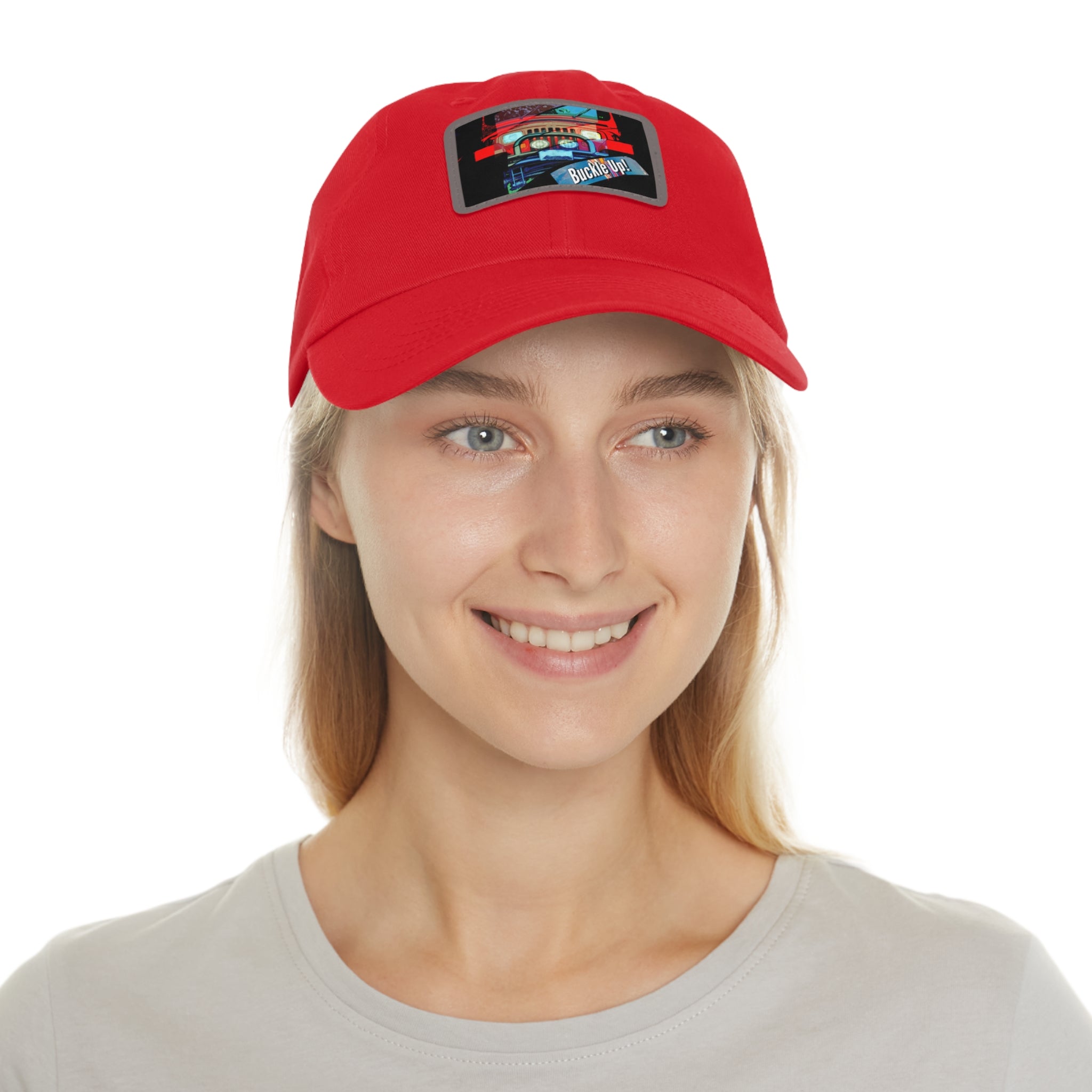 Buckle Up!  4 Wheel Drive Hat with Rectangle Leather Patch - Shell Design Boutique