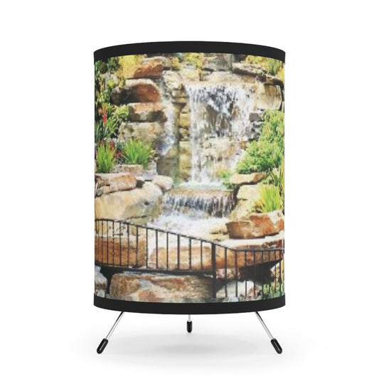 Tropical Waterfall Tripod Lamp with Printed Shade