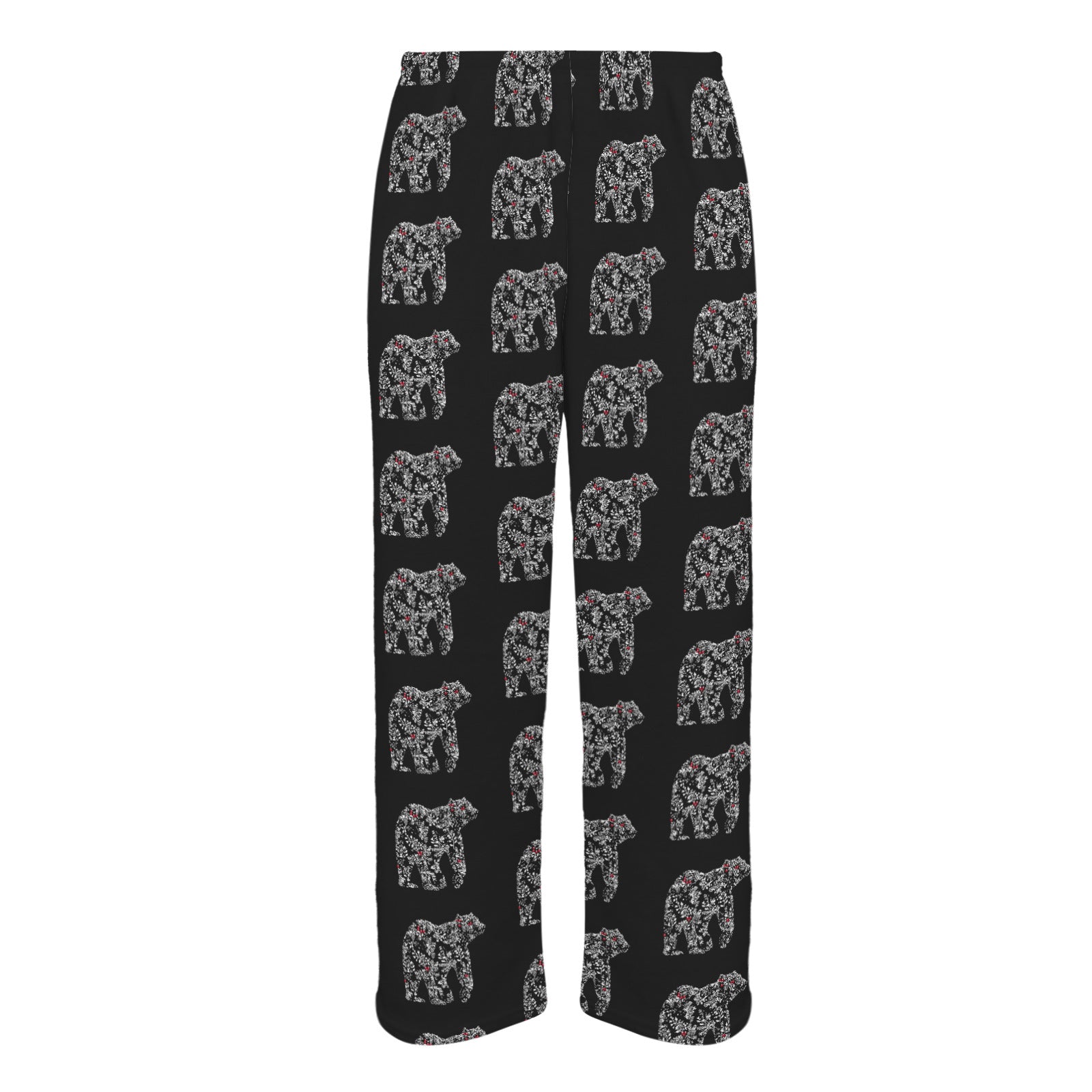Chinoiserie Christmas Polar Bear Men's Flannel Pajama Trousers (Model Sets 02)(Made in Queens)