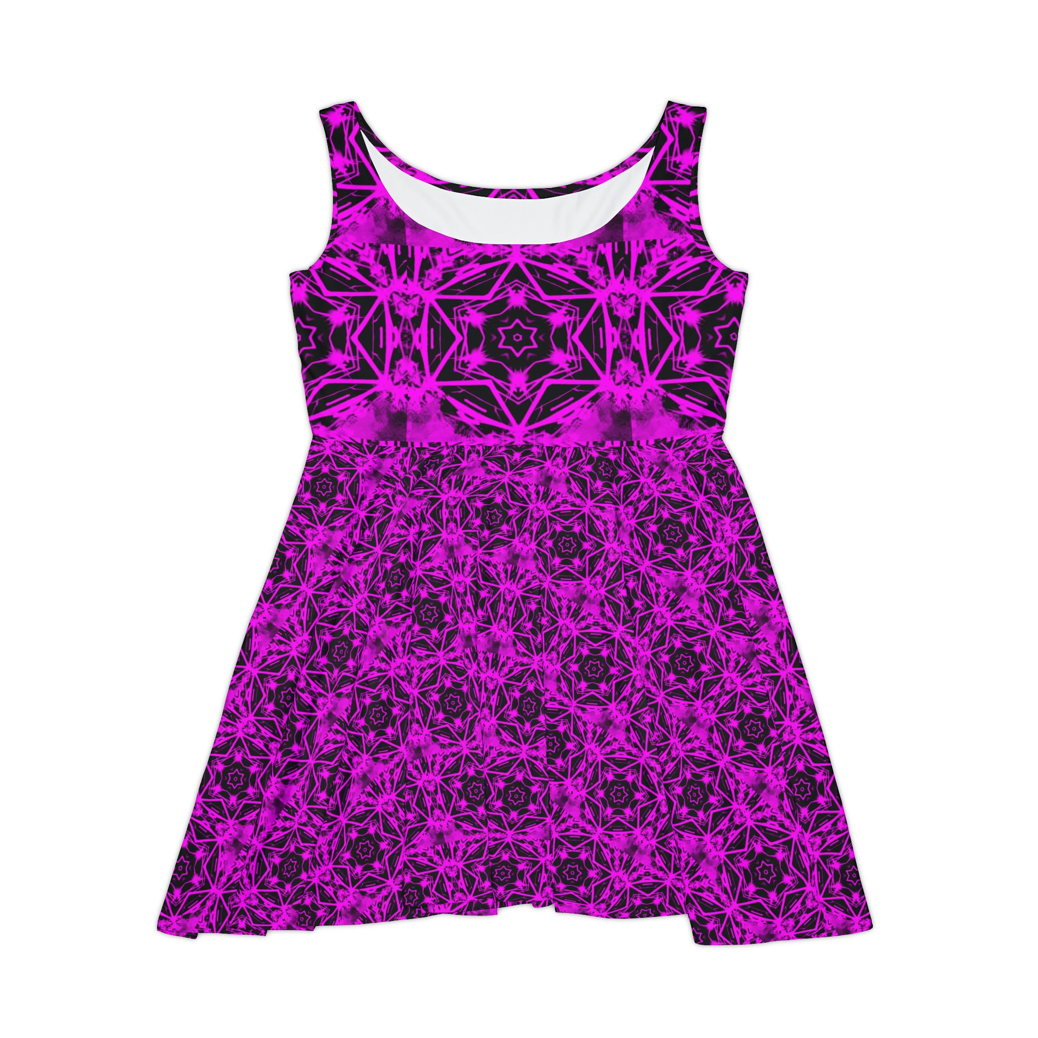 Purple Stars Pattern Printed Skater Dress up to 2XL - Shell Design Boutique