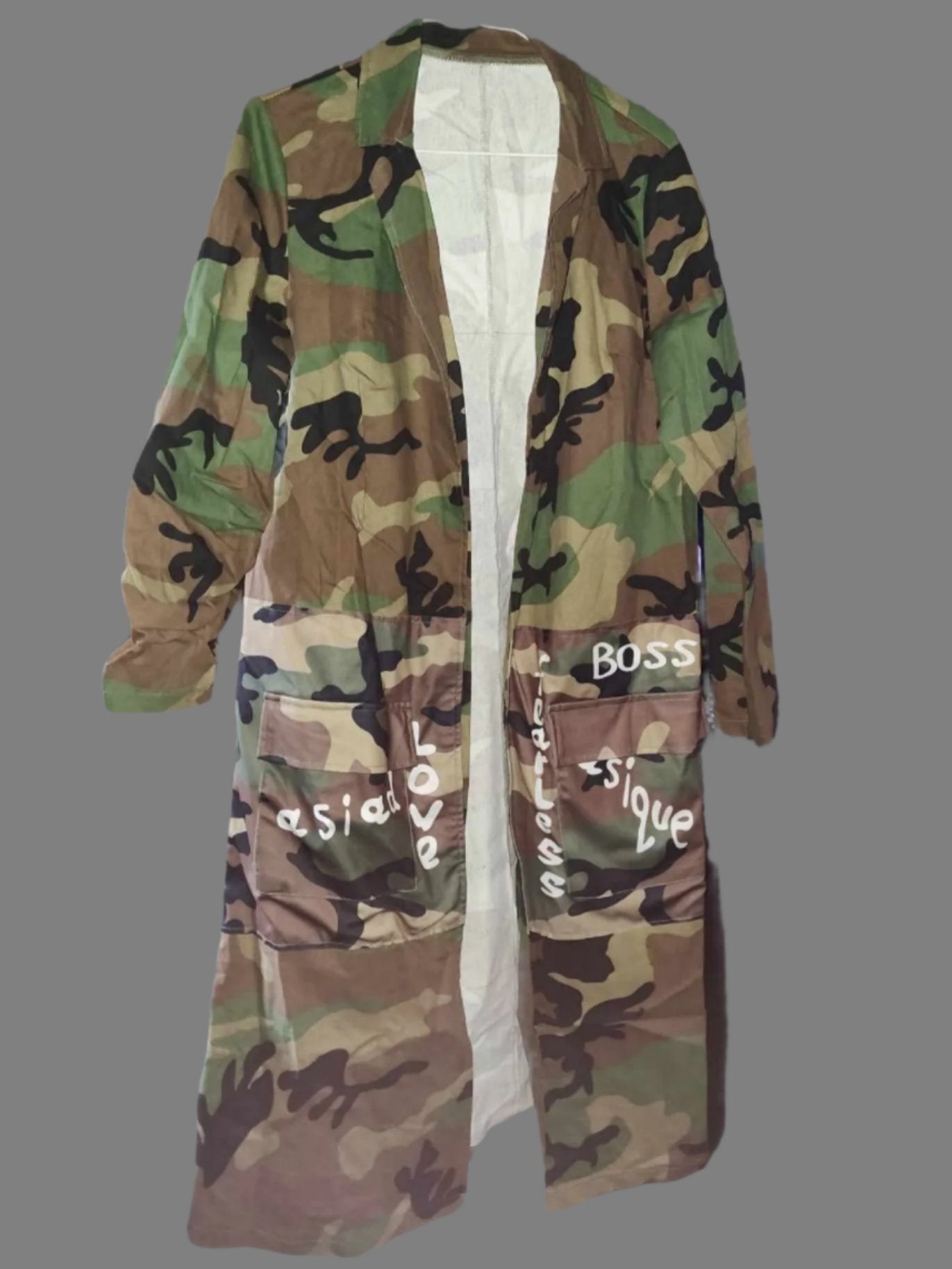 Women's Nothing Like a Sistah Camo Long Jacket with Pockets