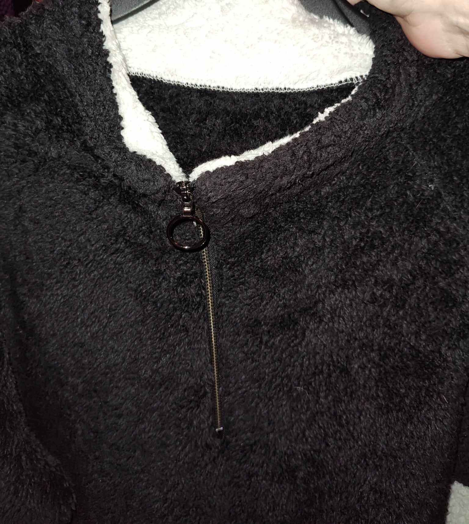 Women's Black and White Fleece Top