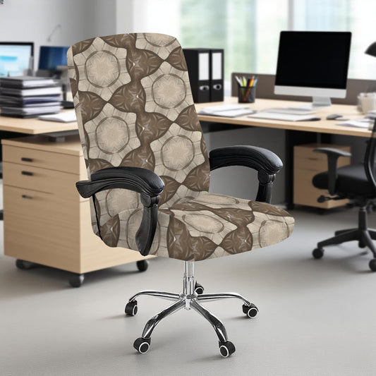 Brown Star Pattern Office Chair Cover (Made in the USA)