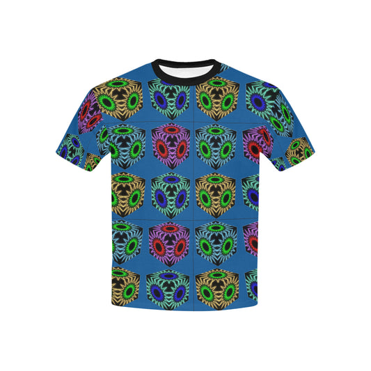 Child's Colorful Cubes Pattern Printed T-shirt (Made in USA)
