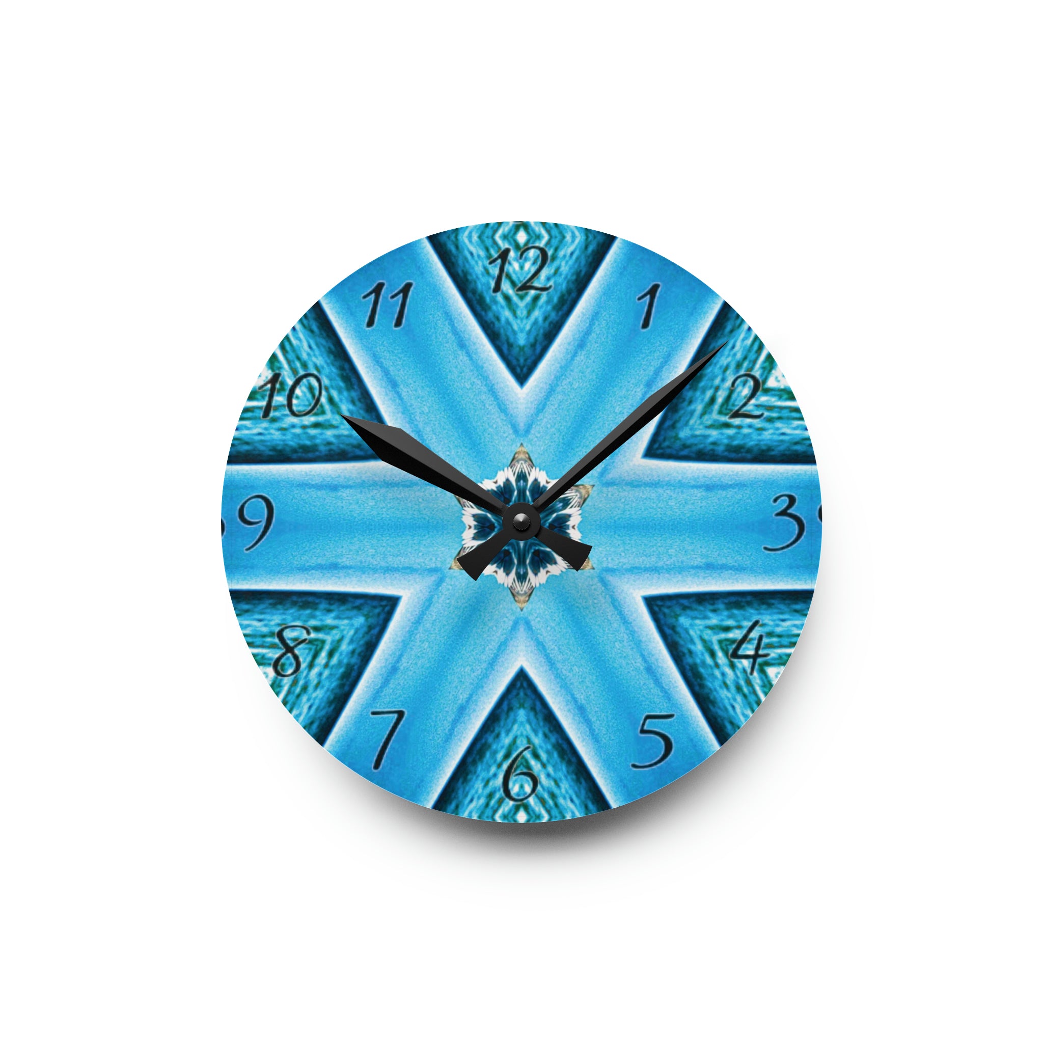 Reloj de pared acrílico con patrón de diamante azul