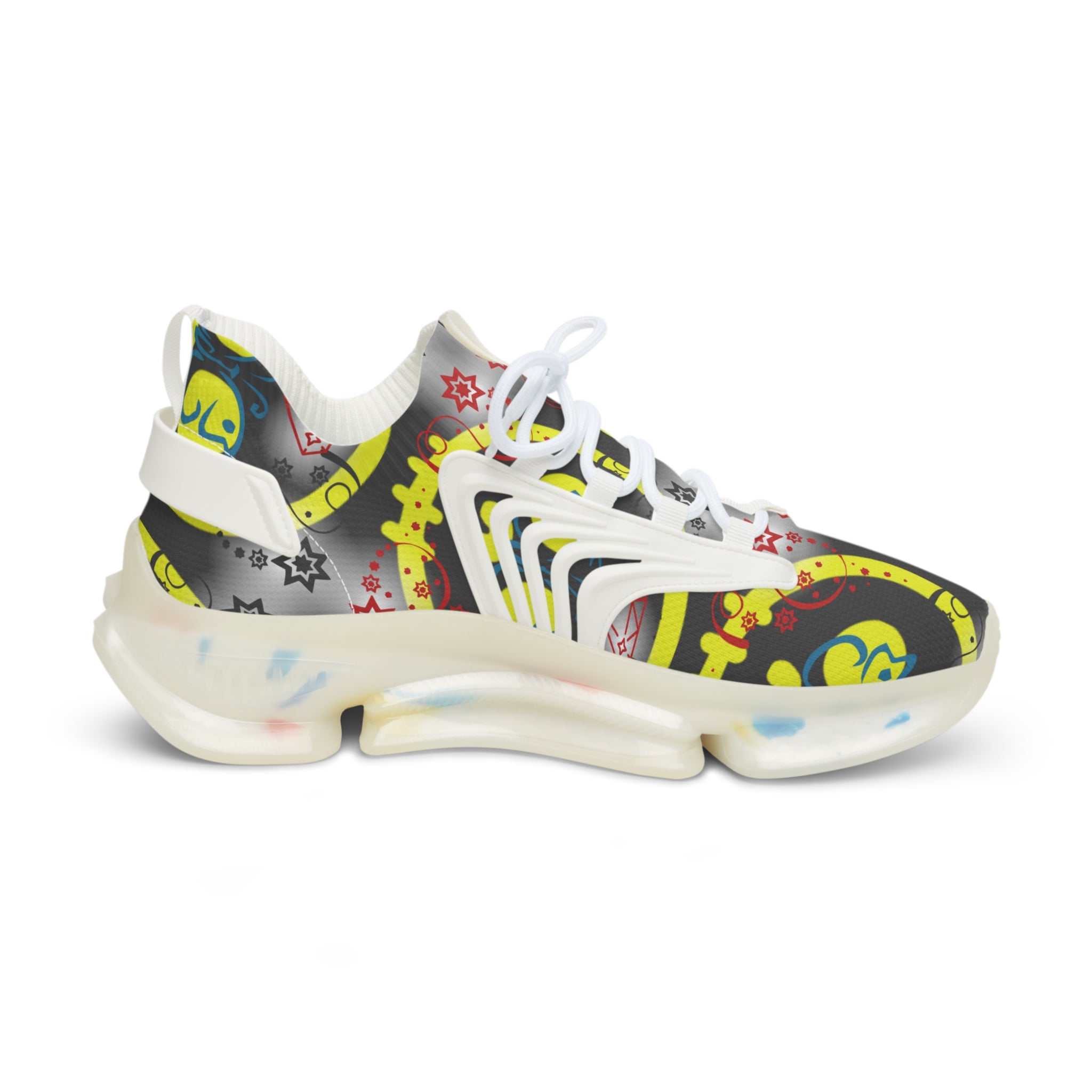 Men's Yellow Graffiti Mesh Sneakers