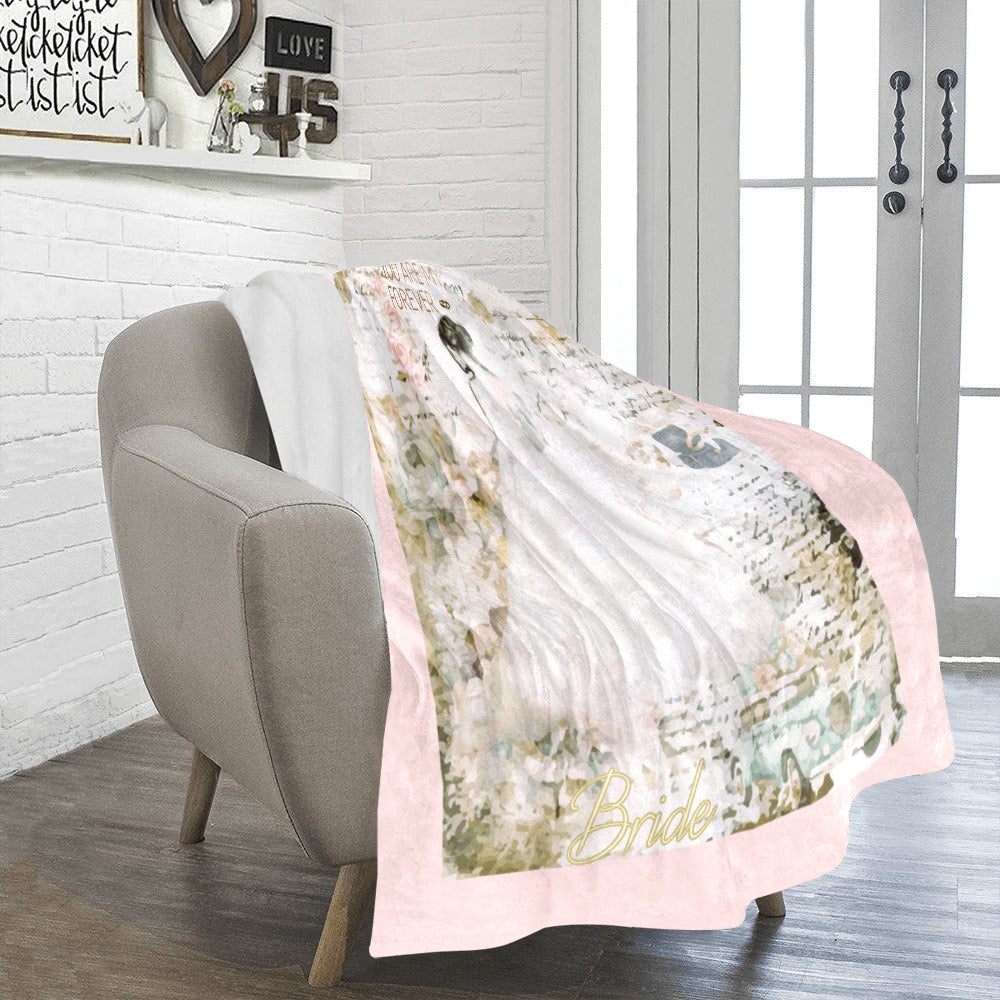 Bride's You Are My Forever Faux Quilt Ultra-Soft Micro Fleece Blanket (Made in USA)