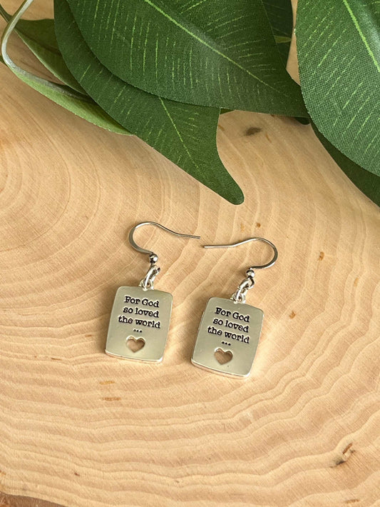 John 3:16 Faith Based Silver Earrings - Handmade Christian Jewelry