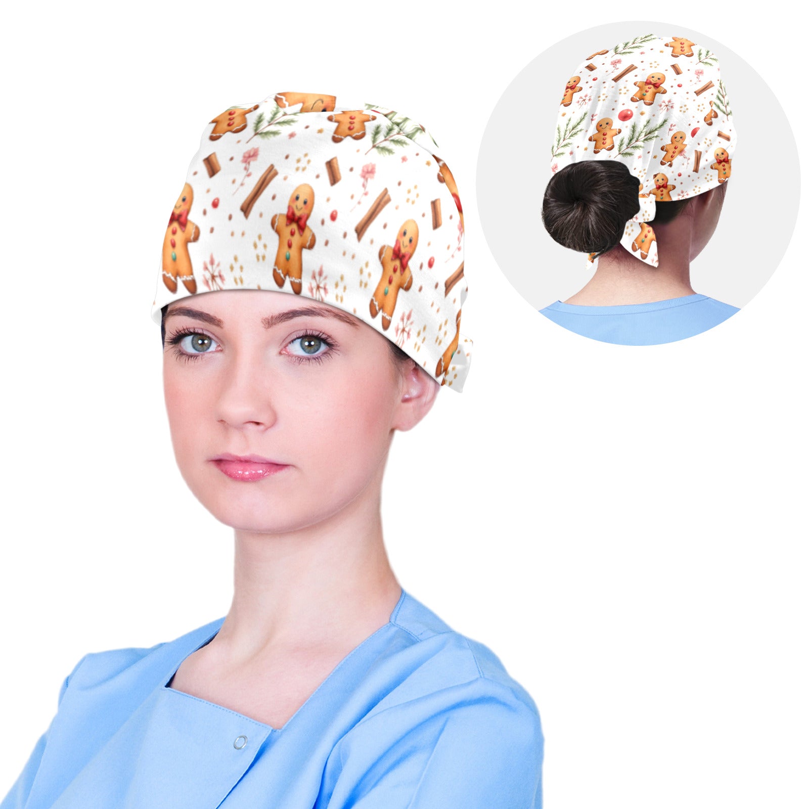 Gingerbread_Floral_Design Scrub Cap(Made in Queens)