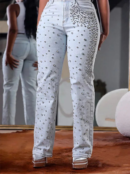 Plus Size Women's High Waist Slim Casual Denim Jeans