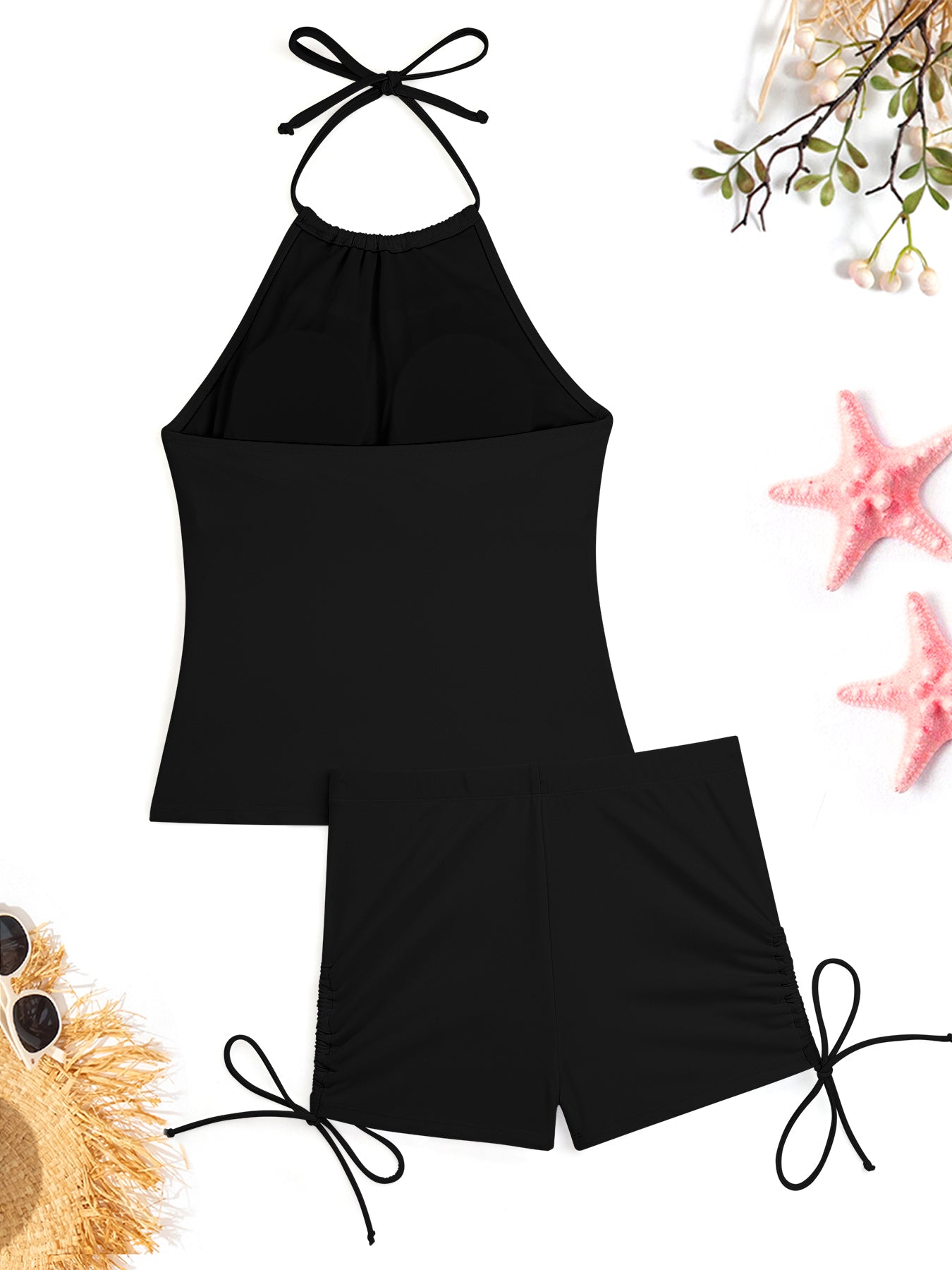 Golden Unicorn Tankini 2-piece Swimsuit with Shorts for Women (Front Printing)