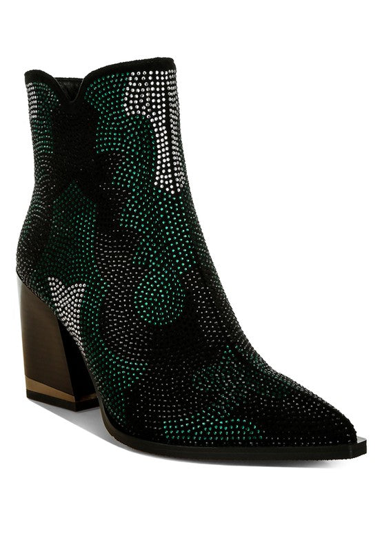 Women's Zarka Rhinestones Embellished Block Heel Boots