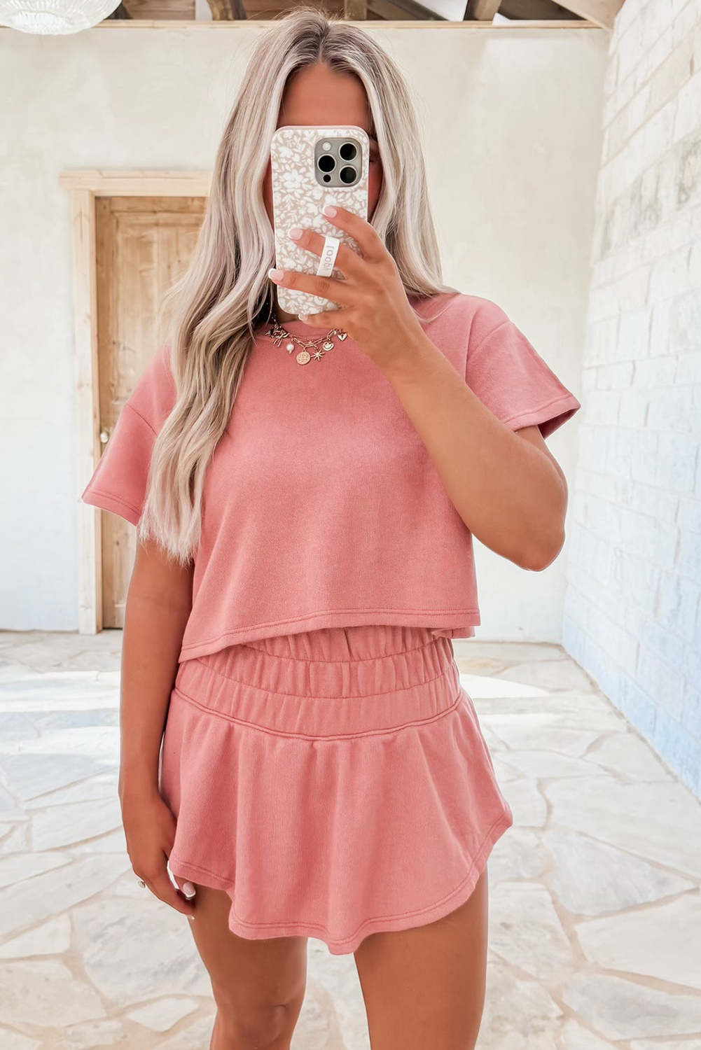 Women's 2-piece Cropped T-shirt and Ruffle High Waist Skort Set Outfit