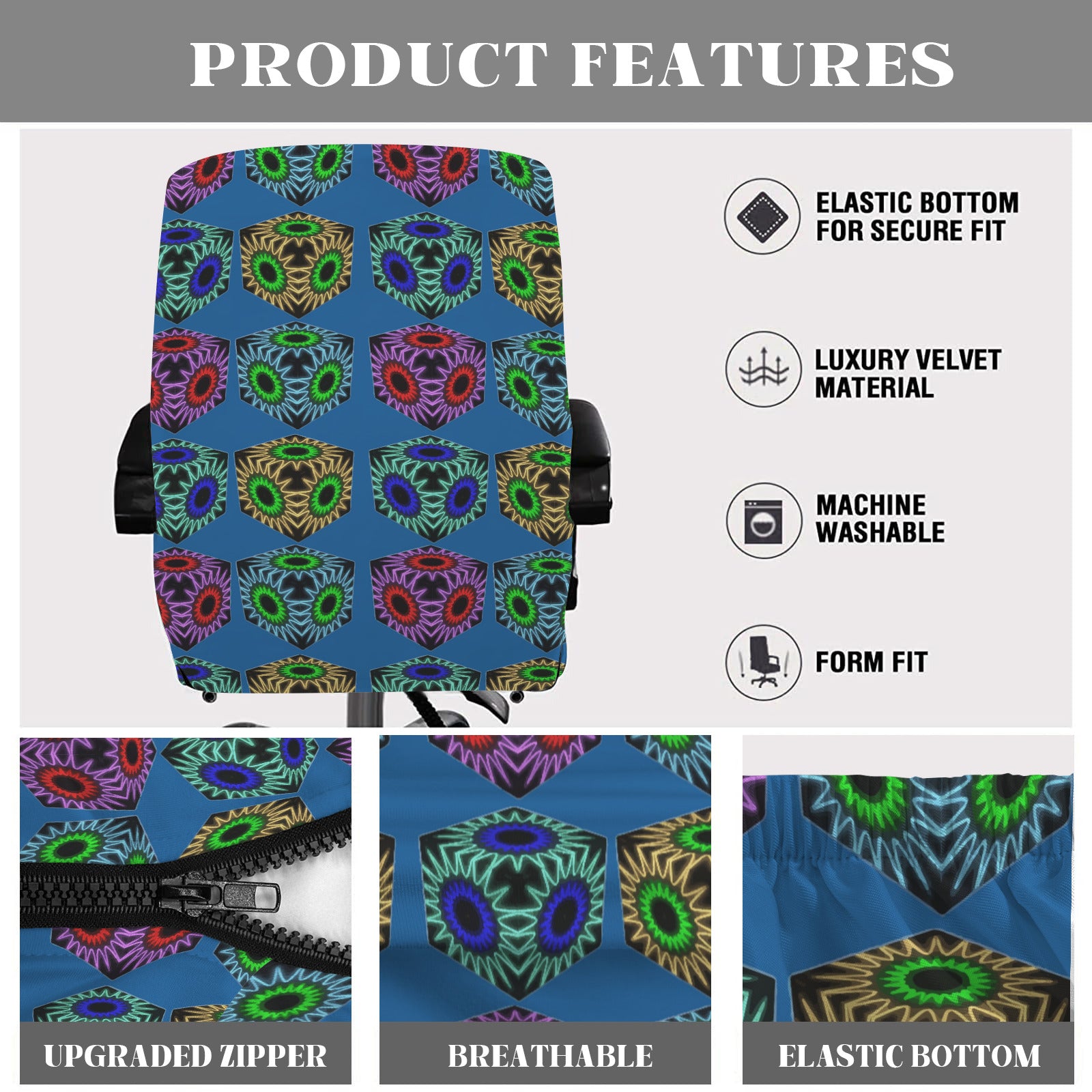 Colorful Cubes Office Chair Cover | Ships from USA