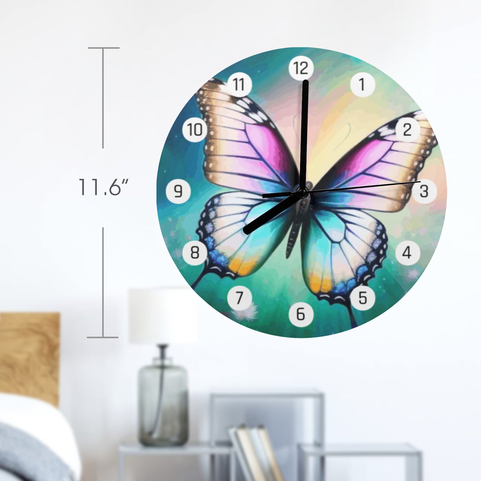 Beautiful Butterfly Wall Clock (Made in USA)