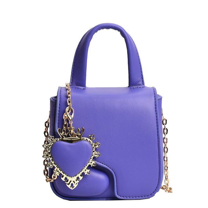 Heartfelt Charm Messenger Bag - Trendy Small Square Bag with Heart Charm