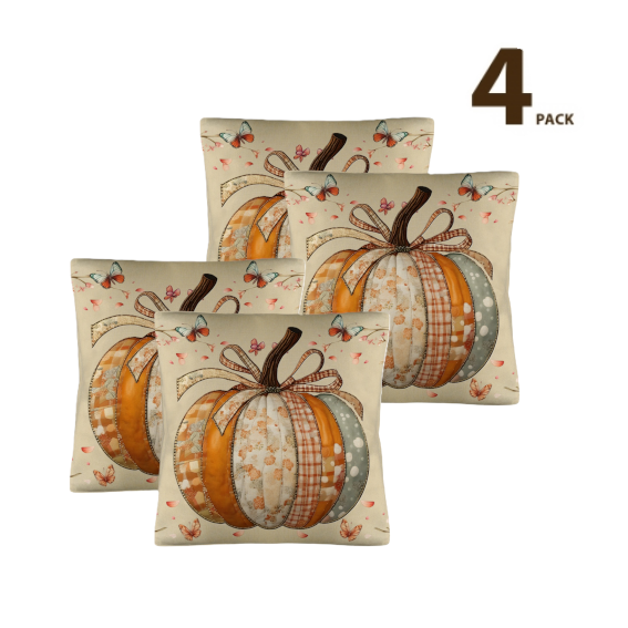 Fall Patchwork Pumpkin Pillow Covers Throw Pillow Cases (Made in USA)