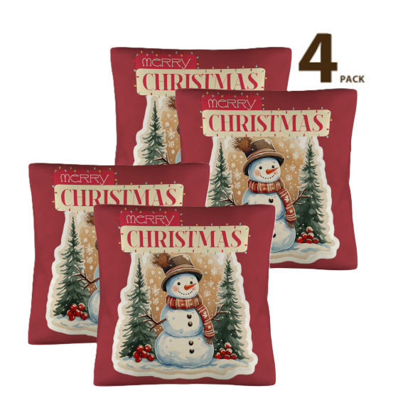 Merry Christmas Snowman Pillow Cases Throw Pillow Covers 18 x 18 inch