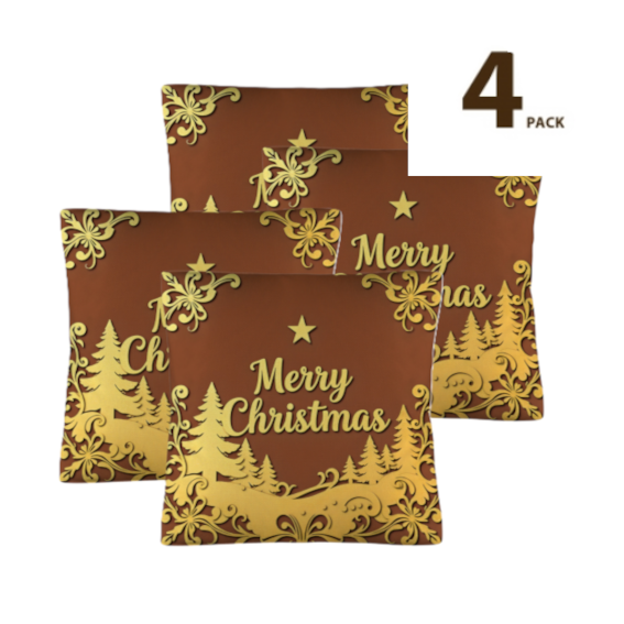 Merry Christmas Gold Scenery Pillow Cases Throw Pillow Covers 18 x 18inch