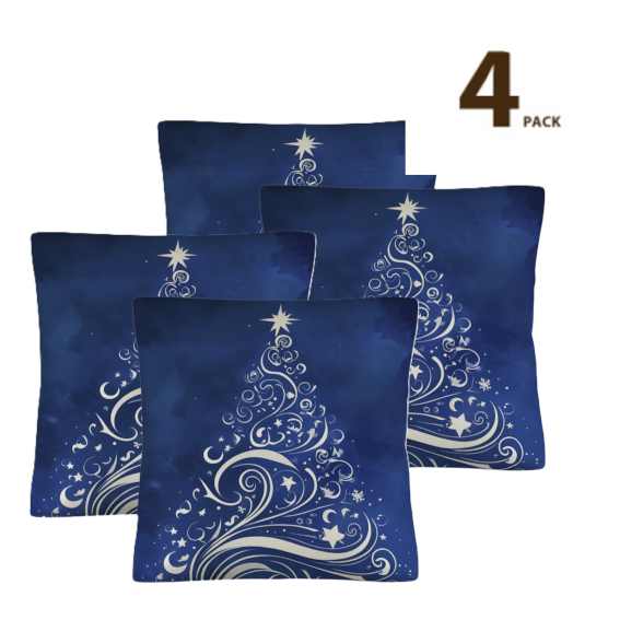 Silver Tree on Blue Background Christmas Pillow Cases Throw Pillow Covers 18x18inch