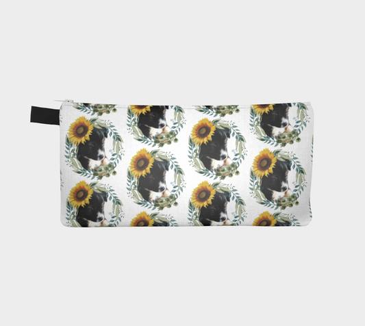 Cute Puppy with Sunflowers Pencil Case