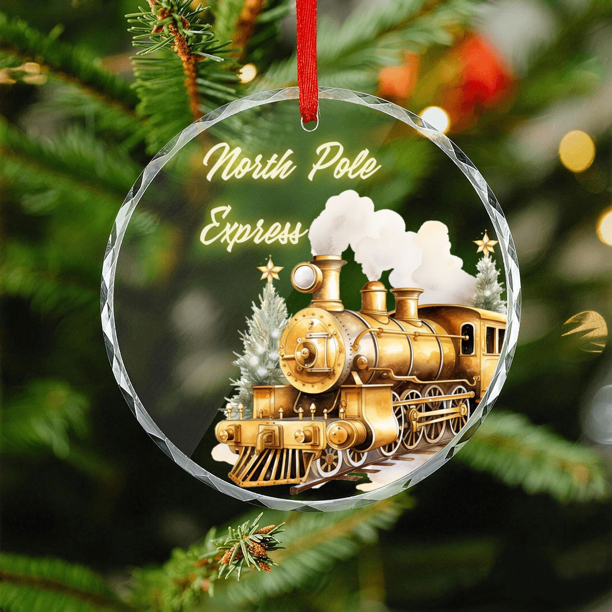 Round Glass Christmas Ornament (Made in USA) sianybdesignsGoldsteamtrainwithElegantGoldChristmassoft840e3af4f76f4301b5f1f2e759b6ccaf sianybdesignsElegantGoldChristmasstarsoftandinvitinglig625b0fca50ed