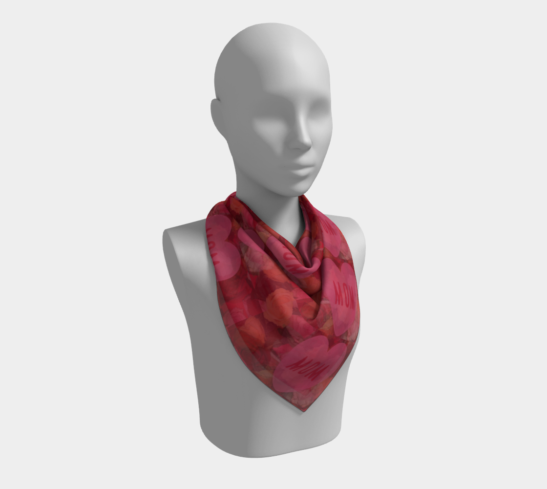 Mom Pink Hearts & Red Roses Square Scarf