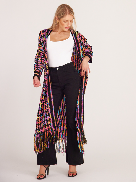 Women's Knitted Fringed Long Cardigan Duster