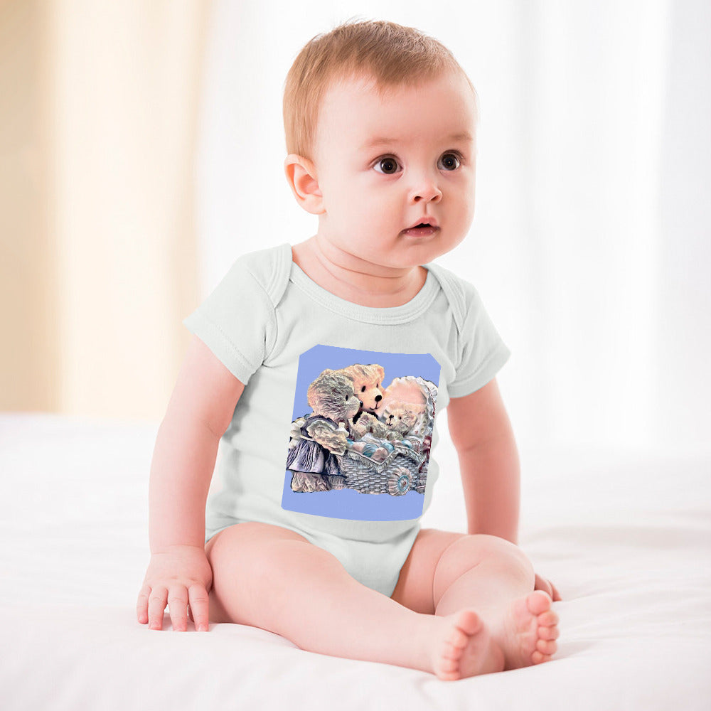 Teddy Bear Short Sleeve Blue Bodysuit for Baby/Infant
