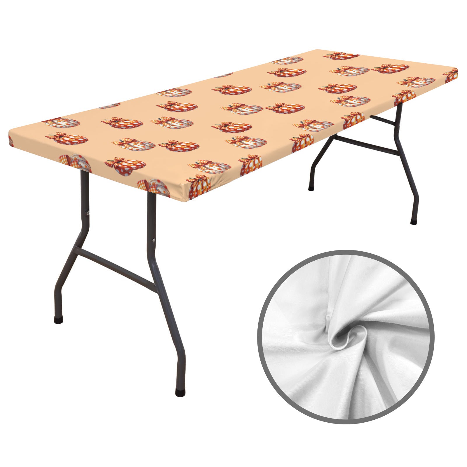 Fall Decorated Pumpkins Elastic Table Cover - 72
