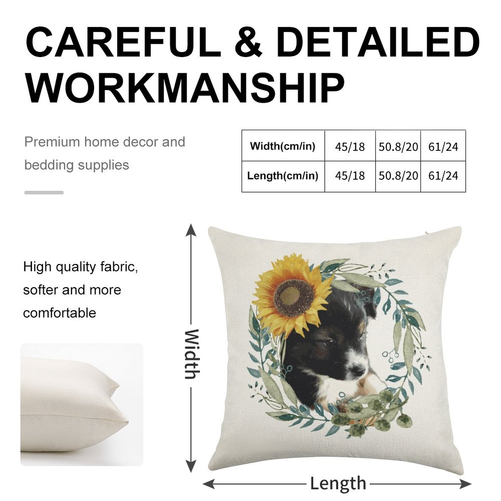 Cute Black Puppy Linen Pillowcase - 18