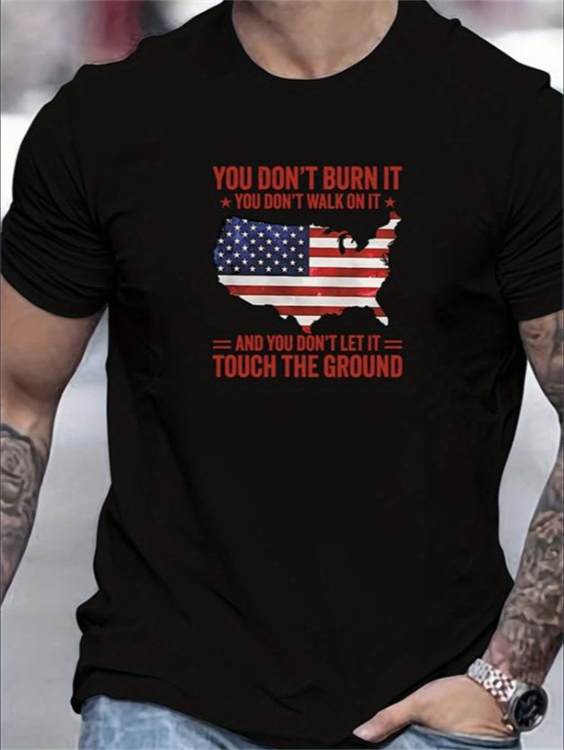 Men's Respect the American Flag Patriotic Short Sleeve Graphic T-shirt