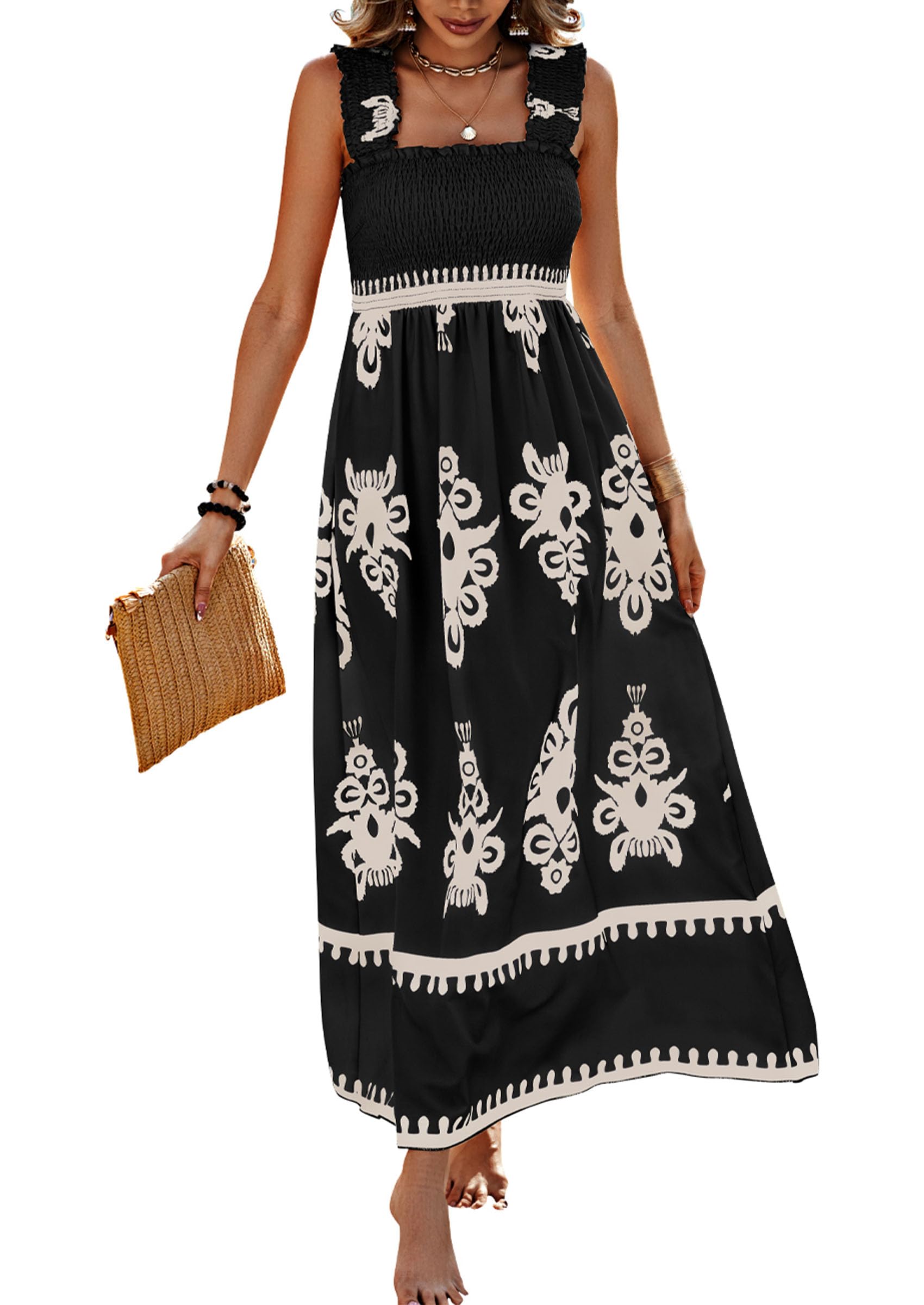 Palace Style Elegant Lace Hem Sleeveless Maxi Summer Dress