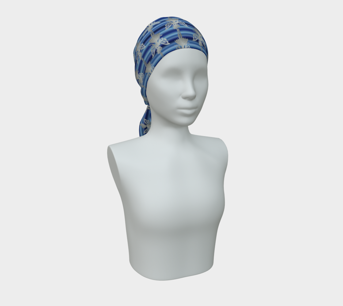 Silver Fairy Blue Silky Scarf