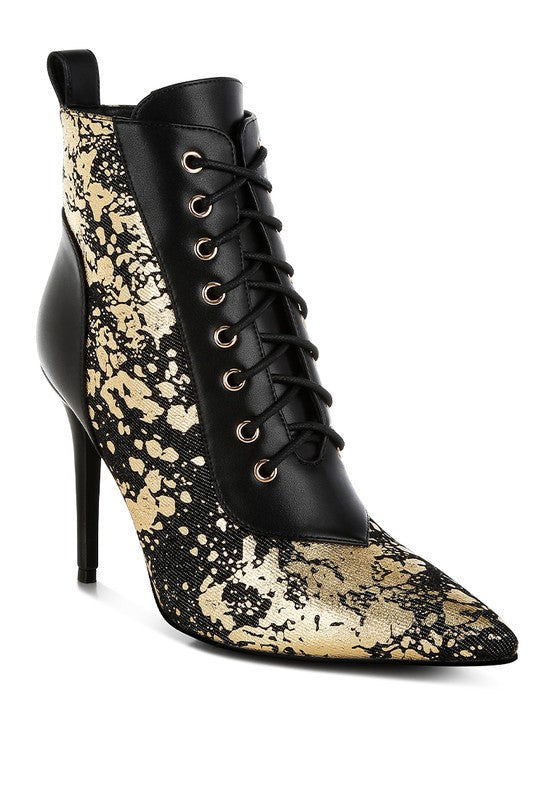 Women's Abstract Pattern Lace-Up Ankle Boots