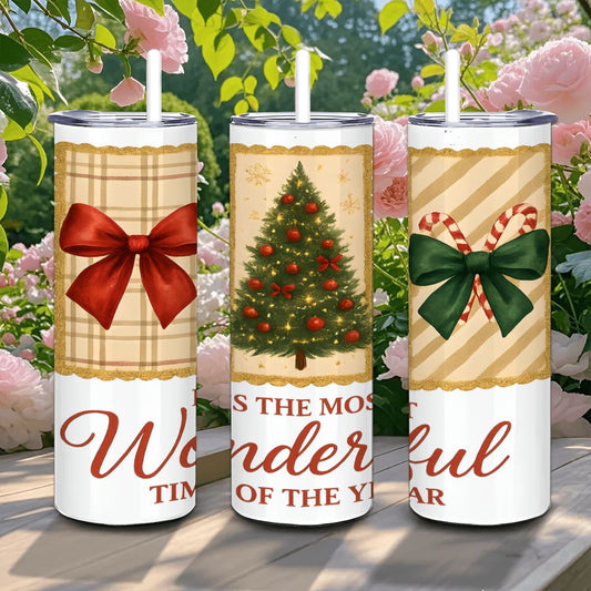 It's the Most Wonderful Time of the Year 20oz Straight Stainless Steel Tumbler with Straw（Made in USA)
