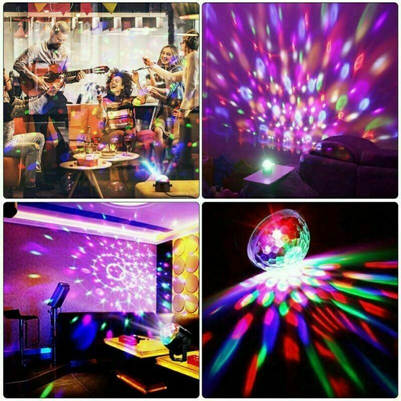 Small Portable DJ Disco Ball Strobe LED Lights Sound Activated with Remote Control