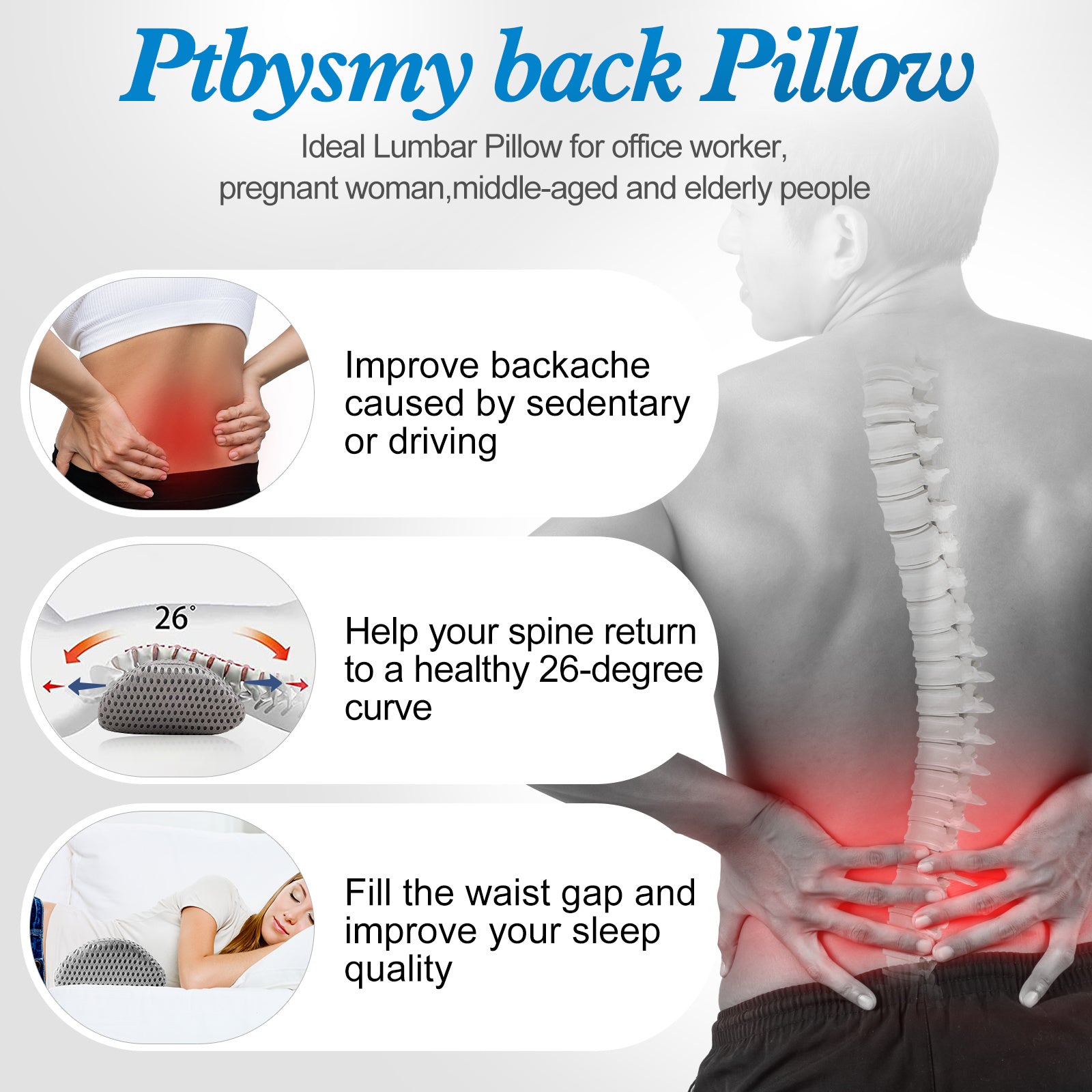 Memory Foam Lumbar Support Pillow For Home and Office