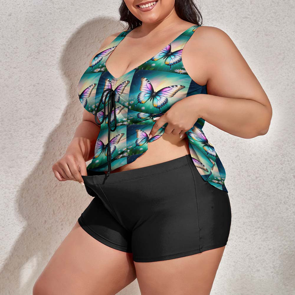 Women's Beautiful Butterflies Plus Size Split 2-piece Swimsuit