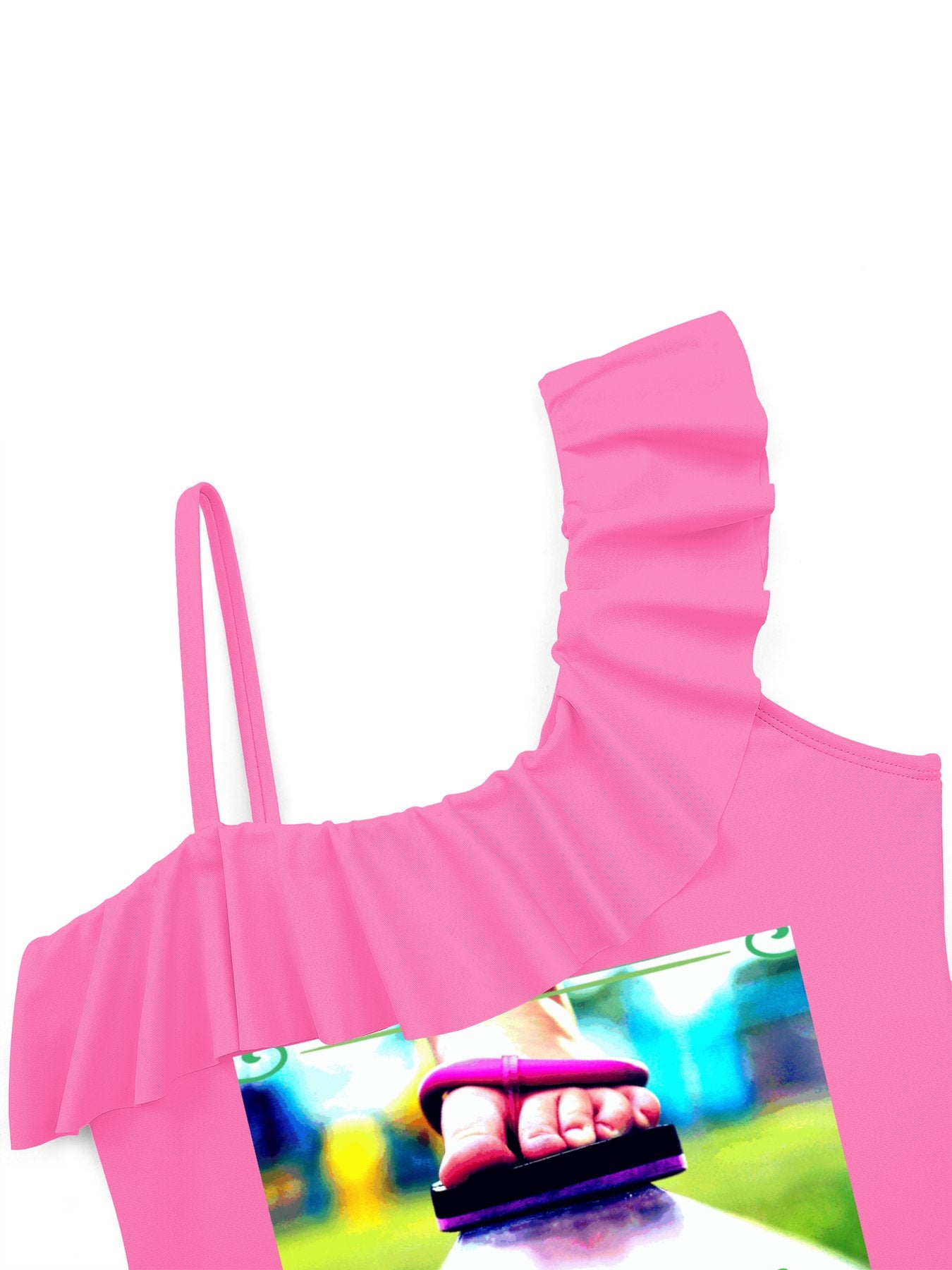 Life is Better in Flip Flops Girls' Ruffled One-Piece Swimsuit with Front Printing