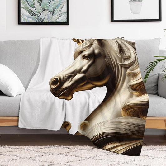 Golden Unicorn Flannel Throw Blanket for Bedroom - 30"×40"