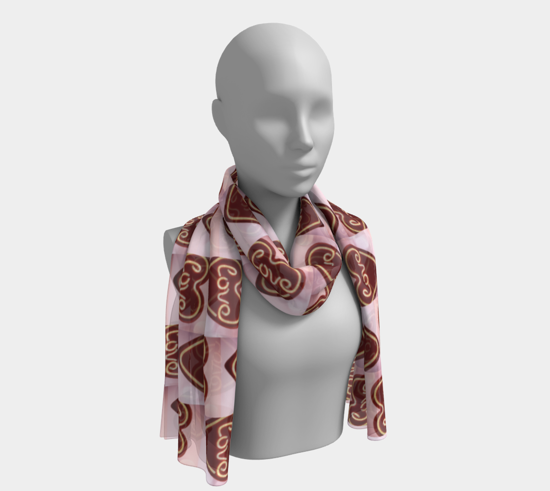 Neon Love Red Heart Design Long Scarf