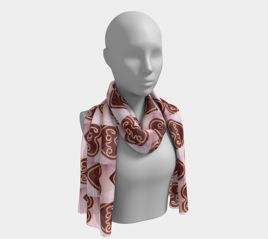 Love Red Heart Design Long Scarf