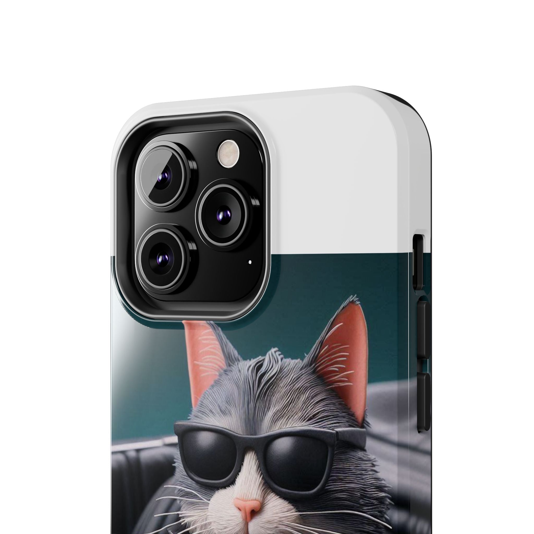 Cool Cat in Leather Jacket Driving Car Mobile Phone Case