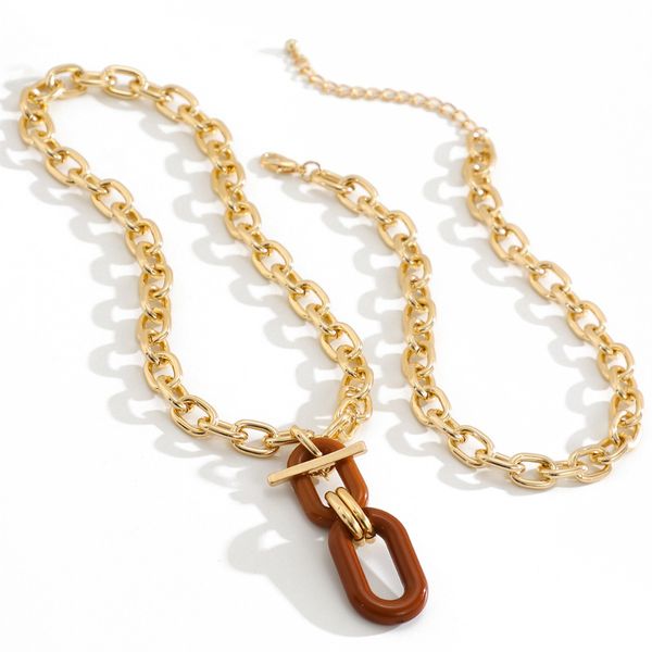 Geometric Chain Double Layer Necklace