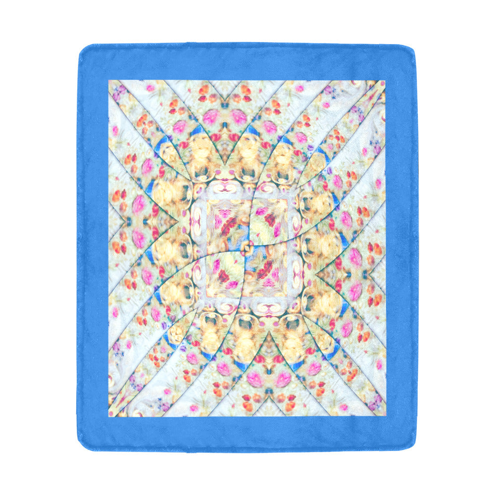 Blue Faux Quilted Design Ultra-Soft Micro Fleece Blanket (Made In USA)
